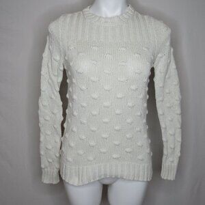 Vince Camuto Antique White Popcorn Stitch Knit Sweater Cotton Women XS Xsmall